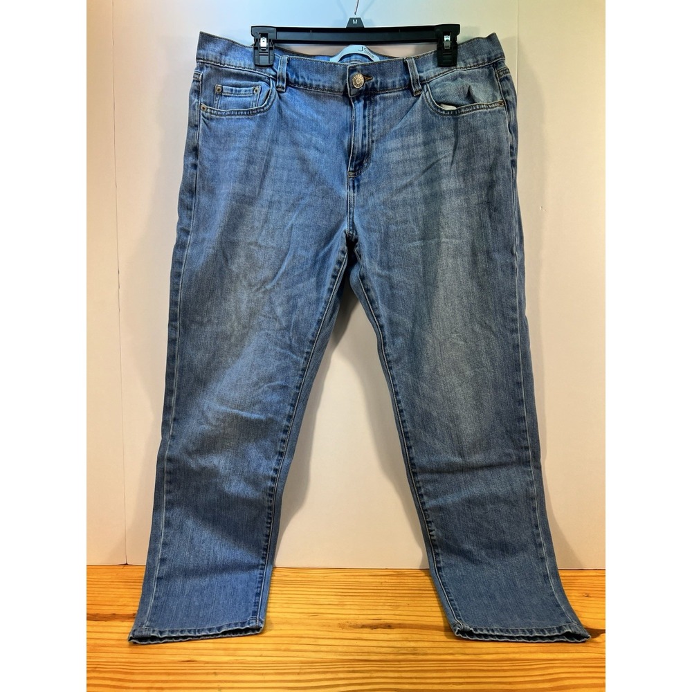 Joe Fresh Women's Blue Denim Jeans - Size 14 - Mid‎ Rise Straight Leg
